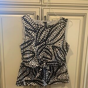 Ann Taylor Elegant Black and White Polka Dot Top